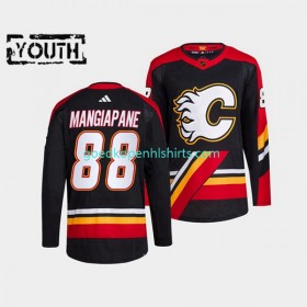 Calgary Flames Andrew Mangiapane 88 Adidas 2022-2023 Reverse Retro Zwart Authentic Shirt - Kinderen